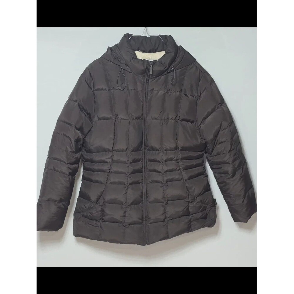 XL Calvin Klein Brown Multi Pocket Utility Hooded Quilted Puffer JacketLike New